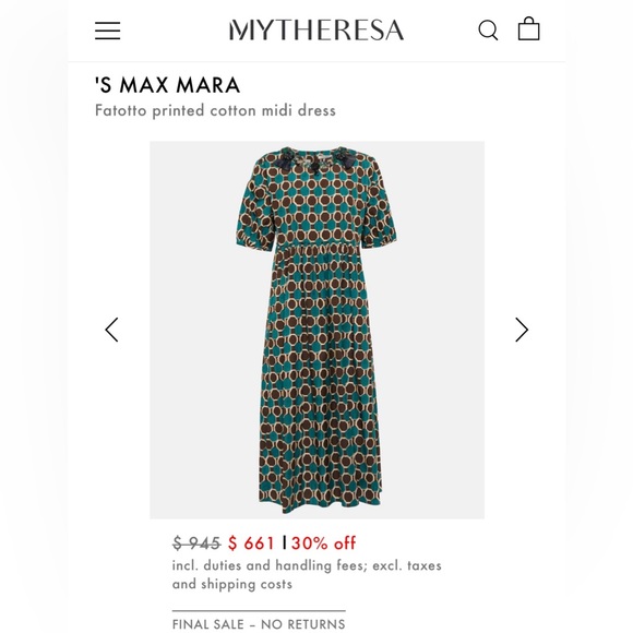 NWOT’S MAX MARA Label-cut Fatoki Embellished Cotton Dress Sz:US6 M Spring/Summer - Picture 5 of 15